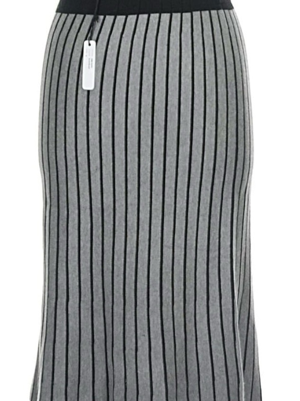 Milano Grey Midi Skirt with Black Vertical Stripes NWT - Picture 3 of 5